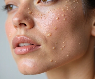 A close-up of healthy, glowing skin with delicate plant extracts and dewdrops, symbolizing hydration and natural beauty. No text, letters, or inscriptions.
