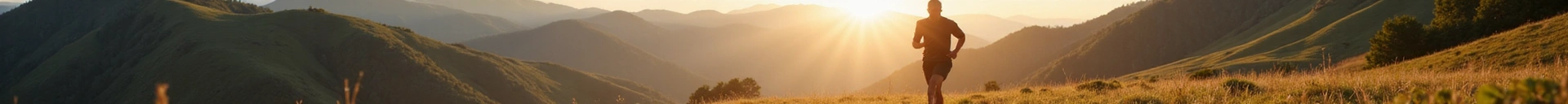 Athletic man running in a vibrant nature setting, symbolizing energy and vitality.