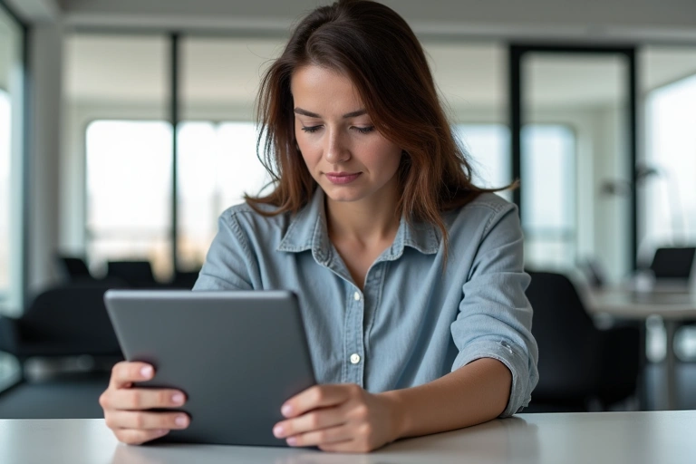 Person reading terms and conditions on a tablet